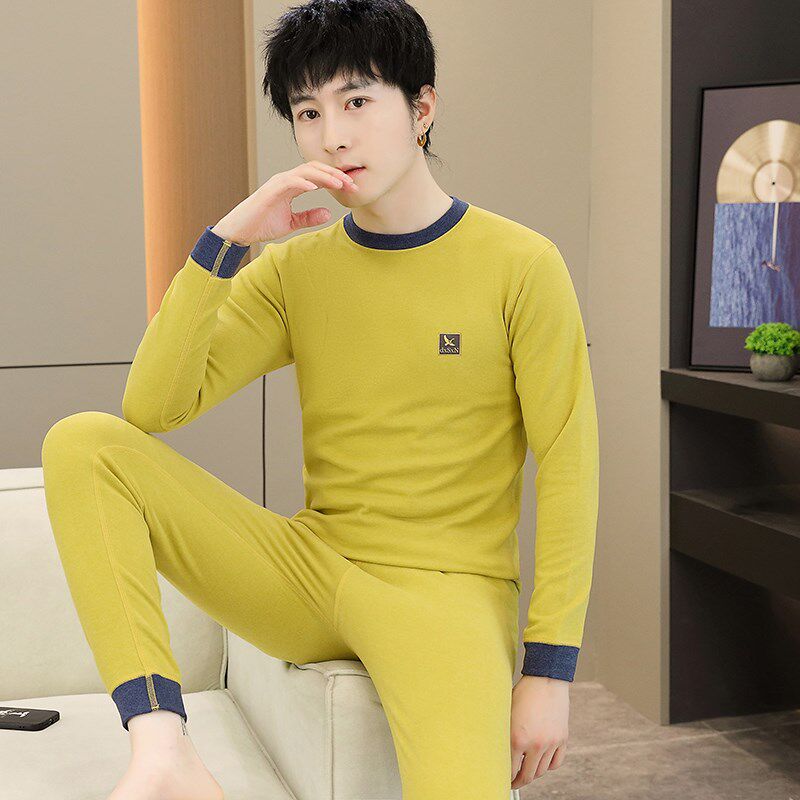 青少年双面德绒保暖内衣男款套装冬季半高领大童初高中生秋衣秋裤