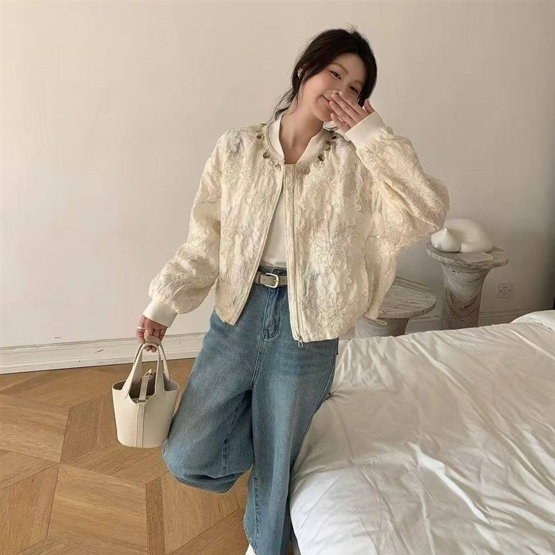 欧货2025春季新款韩版宽松休闲百搭圆领长袖短款外套女显瘦上衣潮