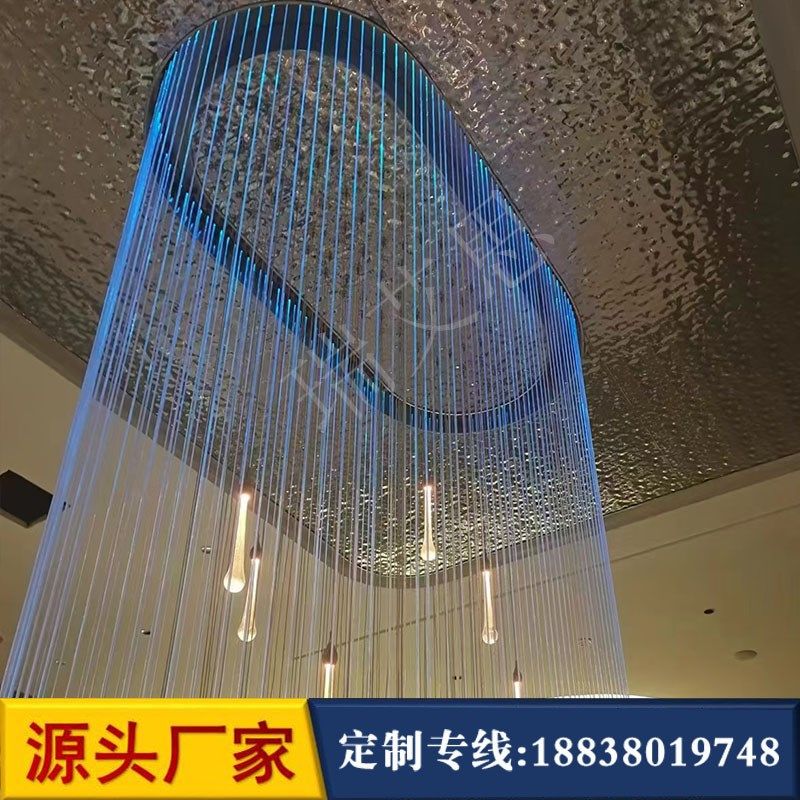 光纤拉线水帘拉线水幕水帘水幕流水屏H风瀑布帘水幕墙吊景观钢丝