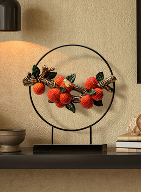 开业办公室酒柜荔枝摆件客厅玄z关博古架高档招财装饰新店乔迁礼