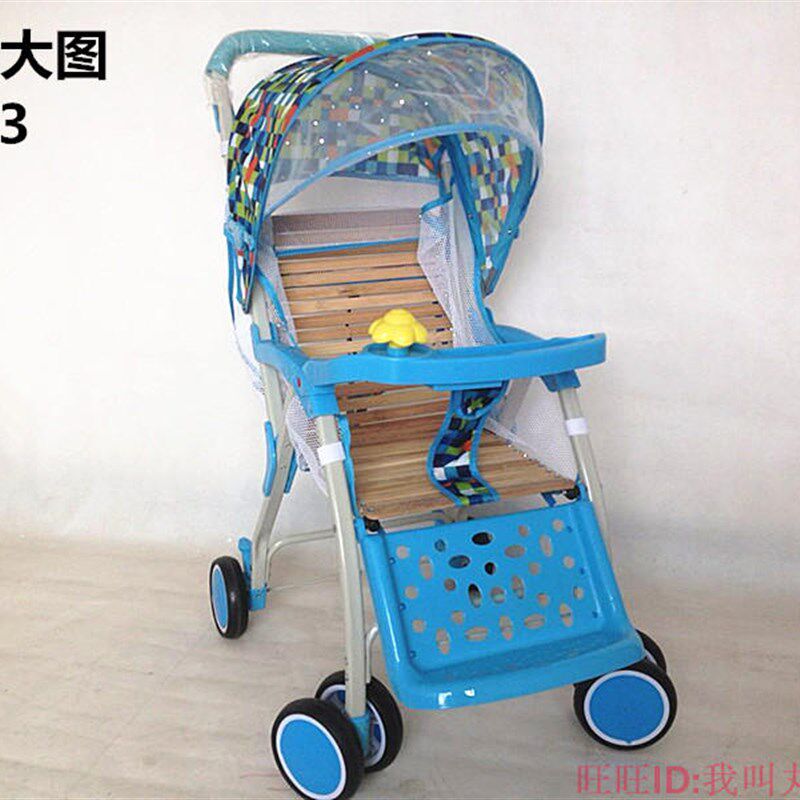夏季婴儿竹席推车k可坐可躺轻便携折叠宝宝竹编凉席手推车藤编童