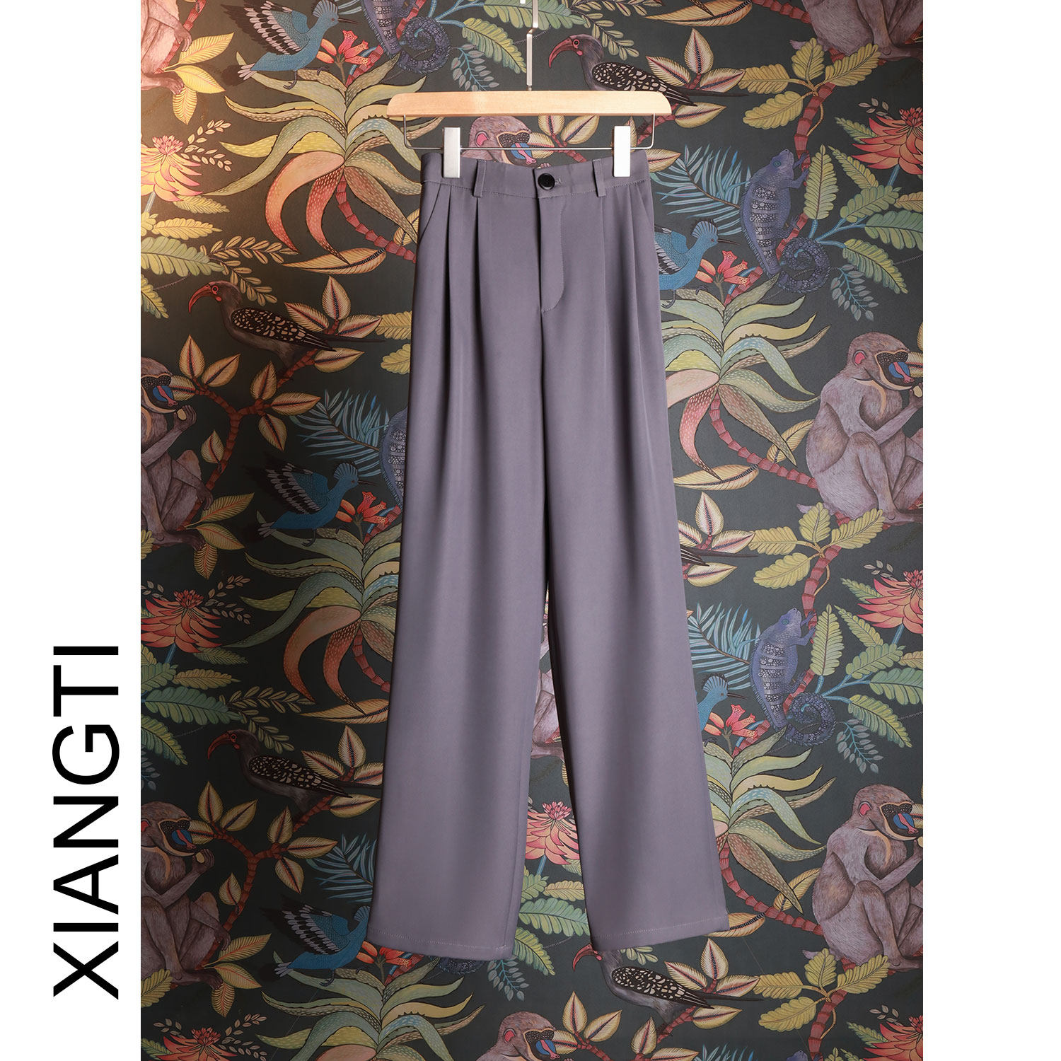 XT休闲裤女2025新款春秋款灰色直筒垂感韩版休闲时尚西裤品质