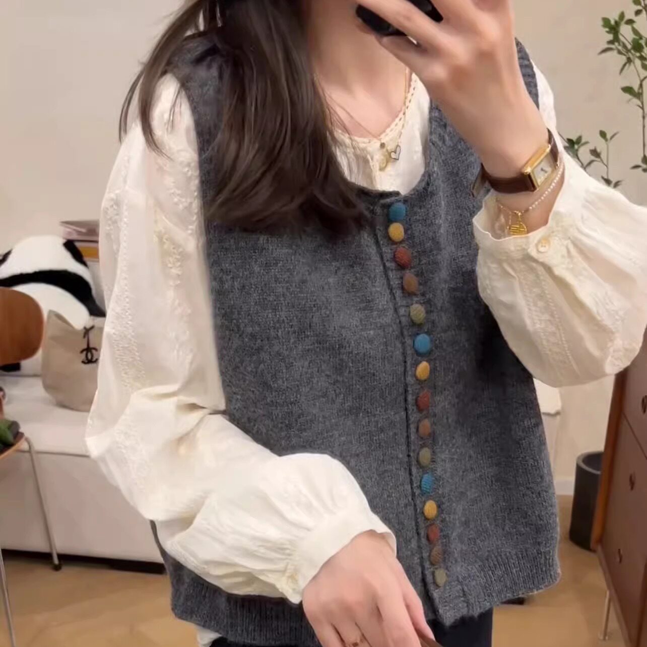 针织马甲女短款背心秋季2024新款韩版宽松高级感小个子坎肩外穿