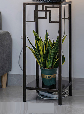 样板间艺术品底座铁艺摆件 样板房雕E塑黑色花几花架 后现代新中