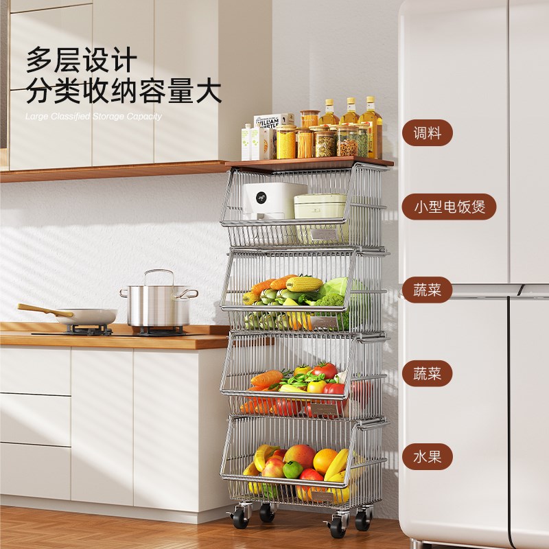 桌面多层蔬菜篮收纳筐斜口杂物整理筐储物筐可移动U厨房叠加置物