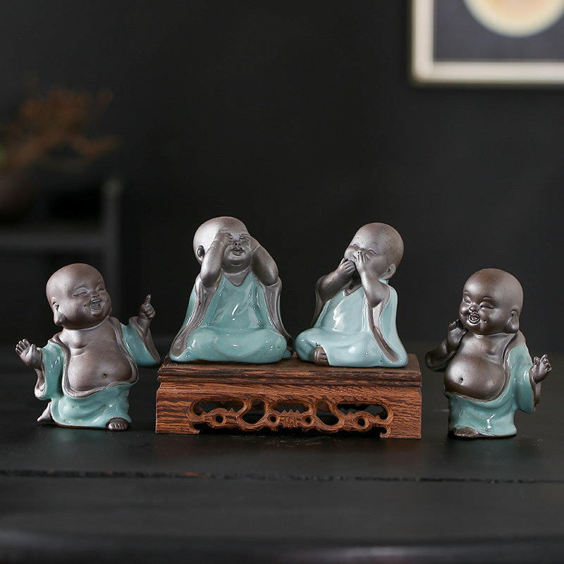 禅意小和尚摆件人物小僧陶瓷家居客厅书房盆景造景茶宠茶桌办公室,农用物资,苗木固定器/支撑器,淘宝优惠券,粉丝福利购,淘宝优惠卷