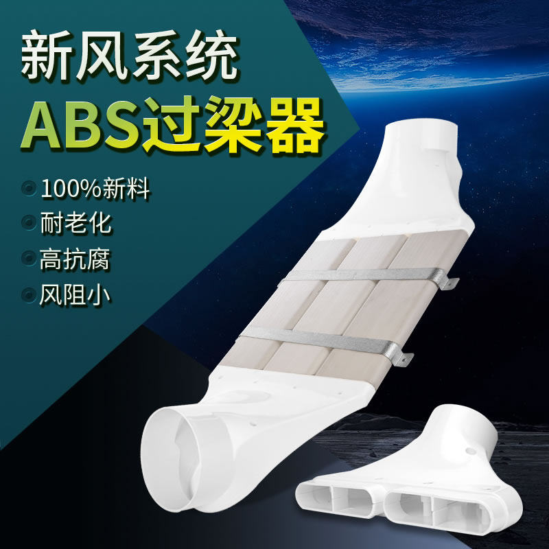 新风系统过 ABS过梁器横梁不打孔 PVC扁管配件110/160/200过渡器