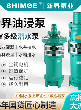 新界QY充油泵11KW15KW18.5KW农田灌溉喷泉380V农用家用工业潜水泵