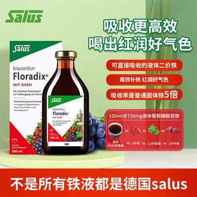Floradix/铁元德国铁元素红铁口服液女性孕妇补铁铁剂血红素500ml