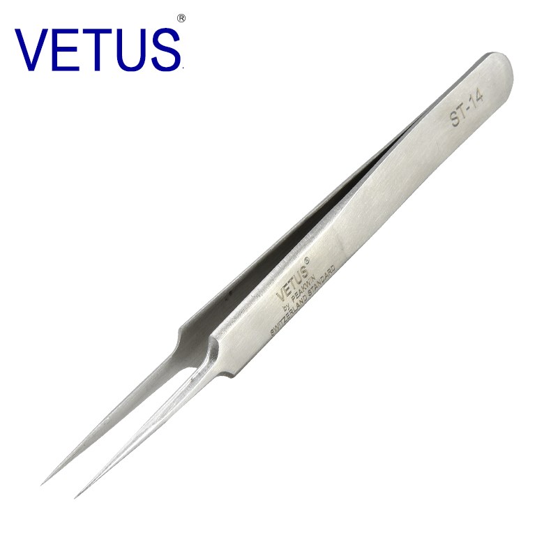 VETUS 高精密镊子ST-14(110mm)302不锈钢防磁防酸镊子 钟表维修