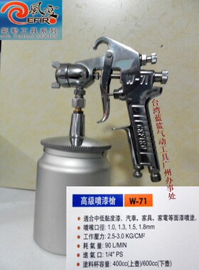 直销日本风度W71喷漆枪高雾化喷枪下壶油漆喷枪喷嘴1.5mm全国包邮