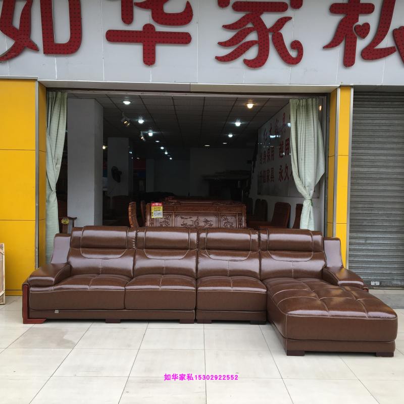 新款皮沙发超纤客转角沙发厅组合沙发 时休闲皮艺沙发住宅家具