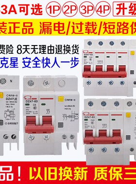 小型断路器DZ47LE-63  漏电保护开关 空开家用保护器2P63A 220V