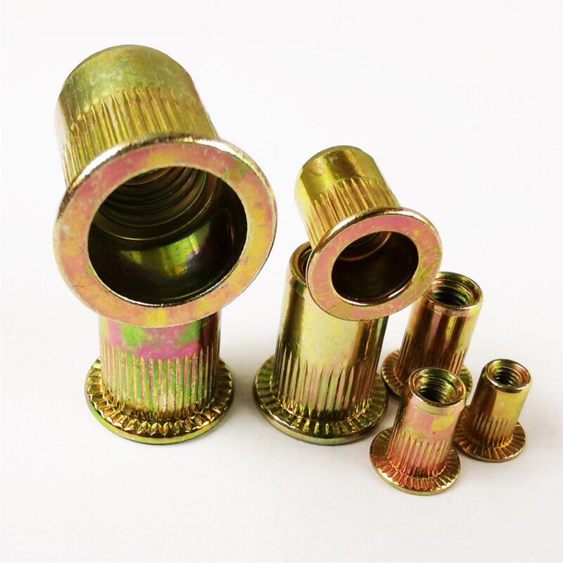 久力 平头拉铆螺母 拉帽 柱纹拉铆螺帽 镀彩锌滚花铆钉螺母M3~M12