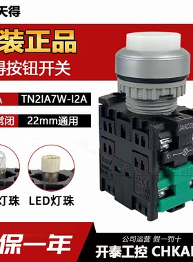 TN2IL2G-L1AB按钮开关TEND天得自复位TN2IA7G自锁24V凸头带灯22mm