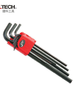 捷科工具平头黑色加长内六角扳手9支套装PM-B9 PS-B9 PL-B9