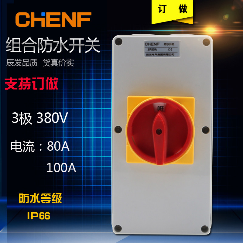 辰发组合防水开关3极80A 100A电机负荷开关户外隔离开关三相380V