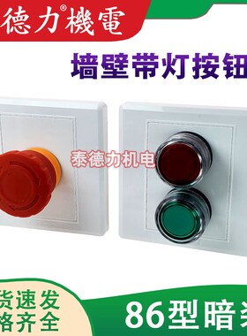 86型墙壁暗装 带灯按钮开关盒风机电梯 紧急启停远程控制选择面板