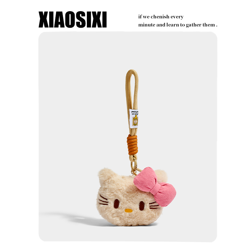 XIAOSIXI原创可爱毛绒蝴蝶结猫咪公仔钥匙扣包包挂件车挂饰礼物