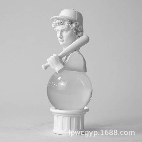 跨境热销西洋人物大卫玩球发光家居创意客装饰大卫头像工艺品摆件