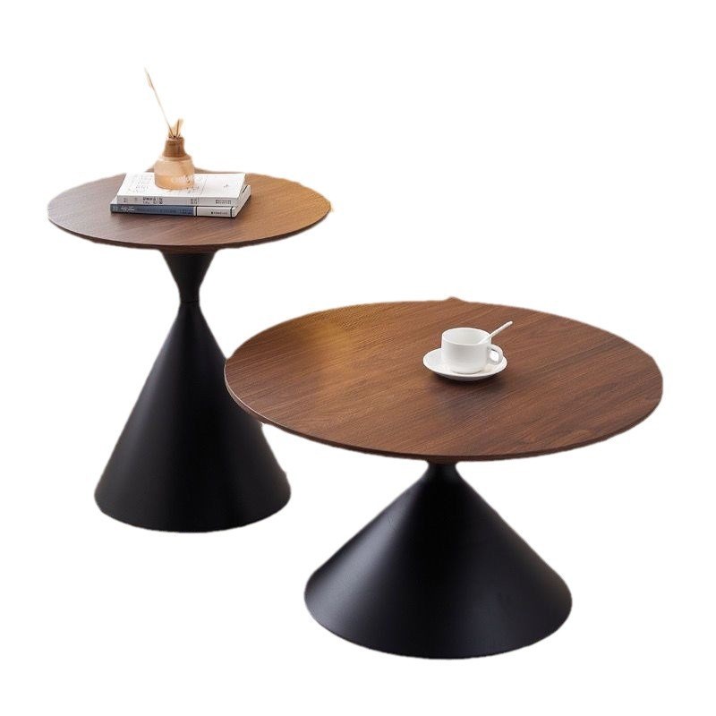 奶油风实木茶几家用极简客厅小户型现代简约高级感圆形可移动边几