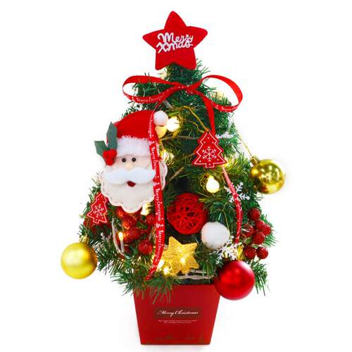 迷你小圣诞树桌面带灯50cm金色红色圣诞树套餐装christmas tree树