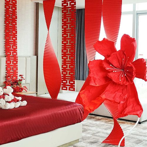 结婚瓦楞纸婚房布置套装男方主卧新房客厅婚礼喜字拉花背景墙装饰