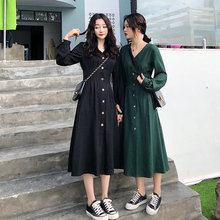 胯大女生穿搭胖妹妹洋气秋季 肥mm连衣裙显瘦长袖 减龄长裙 大码 女装