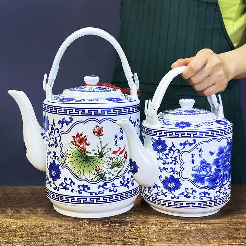 陶瓷青花提梁冷水壶水杯耐高温景德镇家用大容量茶壶养身覆古玻璃