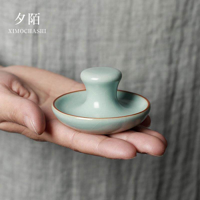 可养开片汝窑盖置盖托紫砂壶茶盖置托壶承高端盖置盖碗茶宠摆件