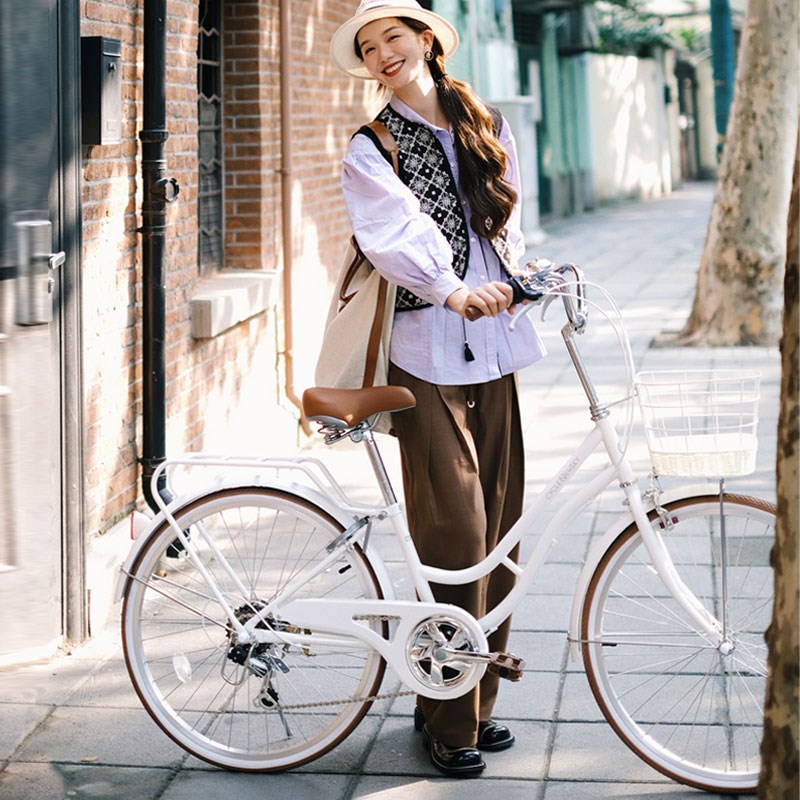 纽斯加复古女自行车成人24寸26寸女款女性通勤上班代步单车