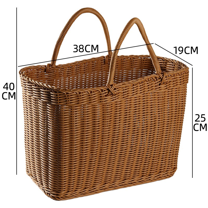 仿藤购物篮 简约买菜篮子环保提菜篮水果篮户外野餐篮宠物篮
