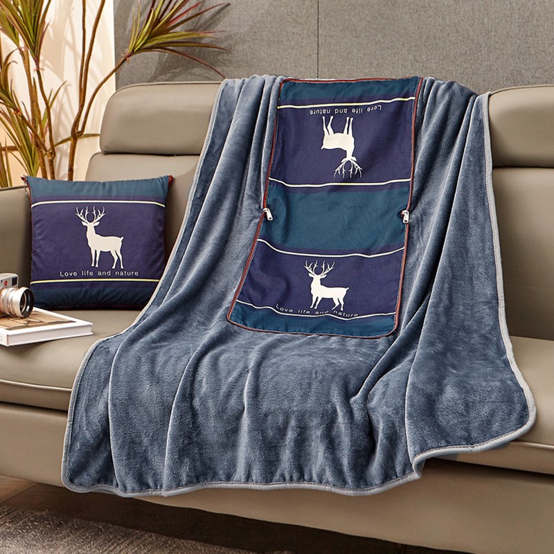 法兰绒抱枕毯抱枕被子两用logo来图企业礼品靠枕汽车二合一枕