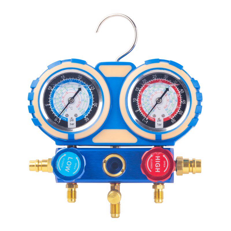 牛大巨R134冷媒汽车雪中加氟表压力表冷媒双表阀空调加氟工具套装
