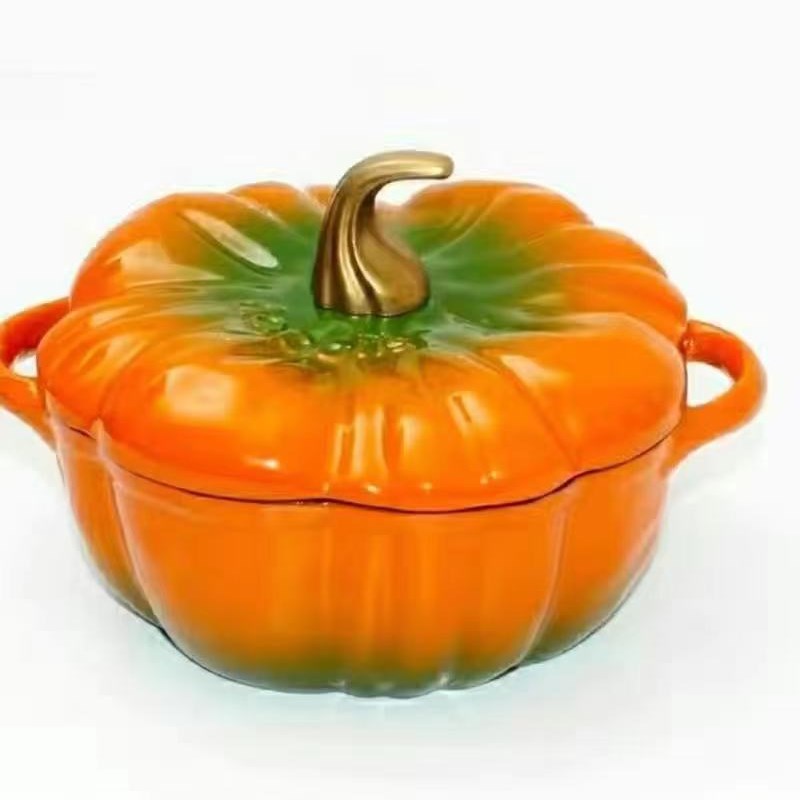 美国the pioneer woman24cm橙色南瓜珐琅铸铁炖锅绿色汤锅焖烧锅