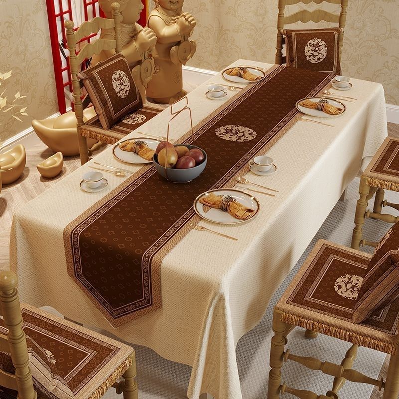2024龙年桌旗中式新年茶席茶垫新年过年长条桌布轻奢高端红色茶旗