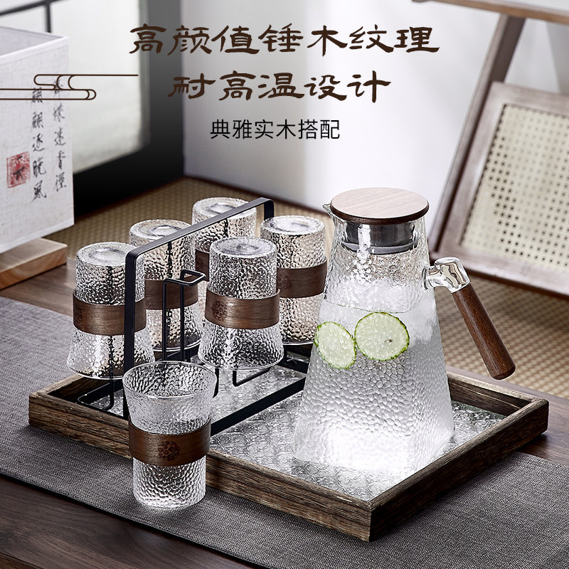 中式玻璃杯子家用耐高温茶杯水壶套装喝I水杯防烫客厅待客杯具茶