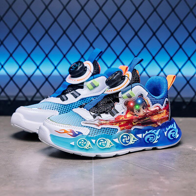 哪咤男童鞋子夏薄款男宝单网鞋透气E夏季小男孩轻便运动老爹鞋亮