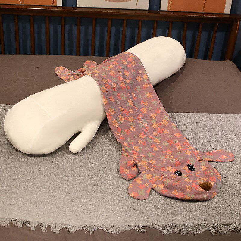三层纱狗狗抱枕女生睡觉床上侧y睡夹腿专用玩偶可拆洗大号毛绒玩