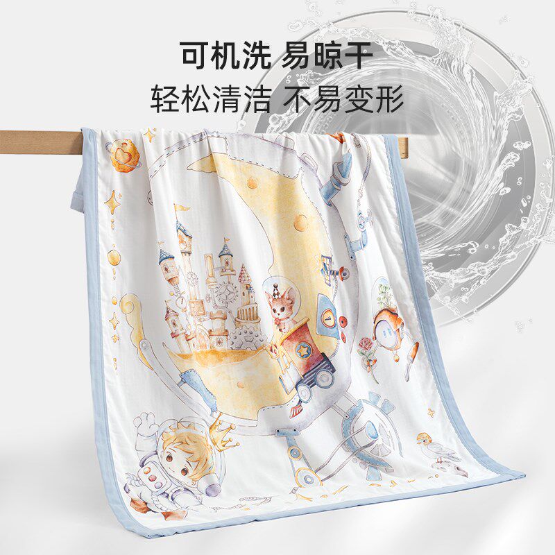 婴儿纱布盖毯柔j软天竹棉宝宝盖被午睡毯夏季薄款空调被夏凉被