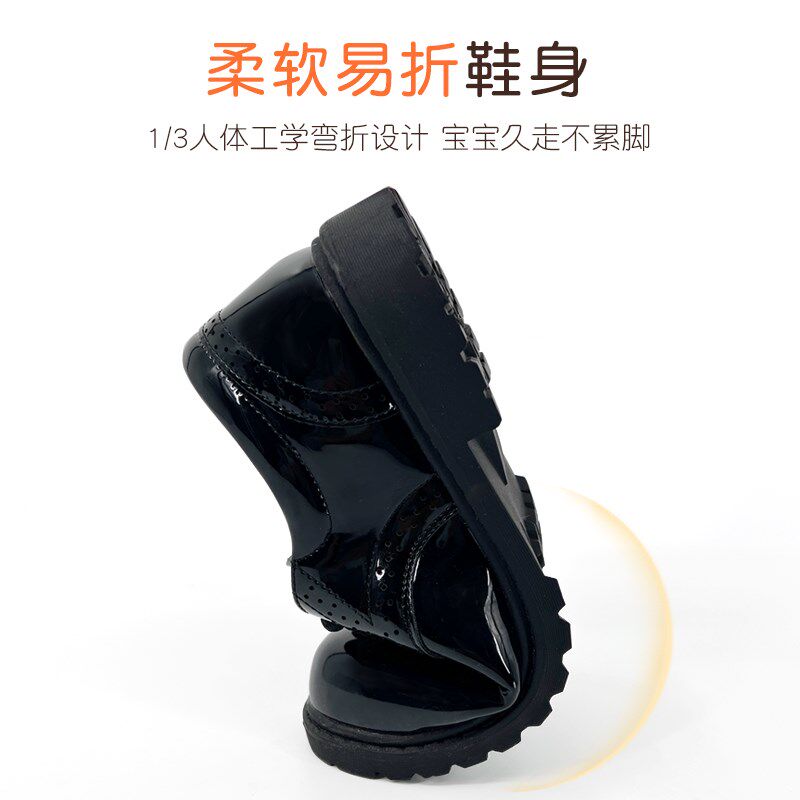 儿童皮鞋男童黑色英伦风学生演出软底鞋子春秋大R童新款小皮鞋夏