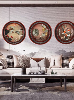 新中式客厅装饰画沙发q背景墙走廊过道玄关装饰画浮雕挂画简约玉