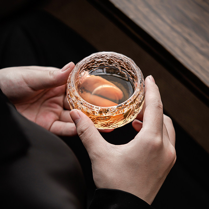 苏氏陶瓷b 琉璃主人杯功夫茶杯玻璃品茗杯耐高温加厚 透明莲花杯