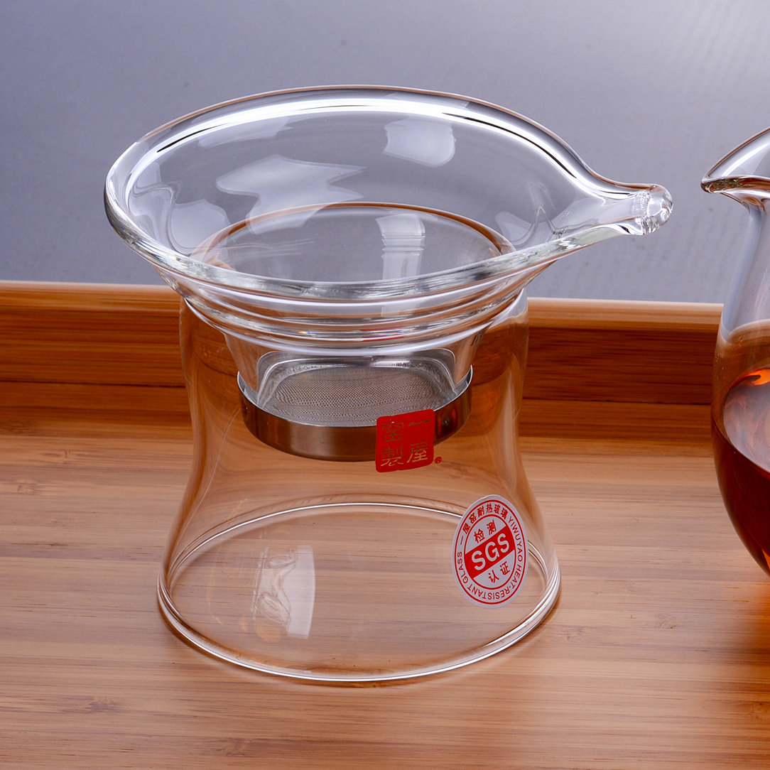 一屋窑耐热玻璃无胶茶漏t透明茶滤茶道功夫茶具配茶隔滤茶器过滤