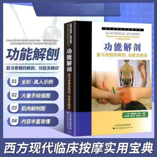 【正版】功能解剖:肌与骨骼的解剖、功能及触诊;手绘插图+解剖图