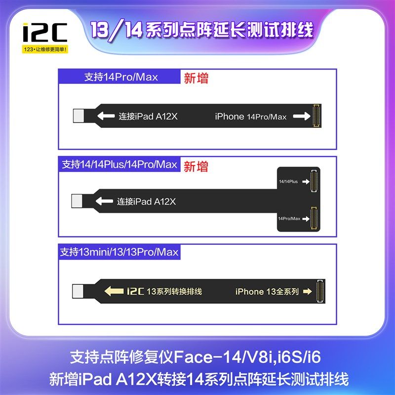 i2C 13/14系列点阵延长测试排线 iPad A12X面容转接 14PM面容测试图片