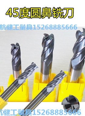 45度钨钢铣刀 圆鼻铣刀 2R0.2~12R1 牛鼻铣刀 合金圆鼻刀