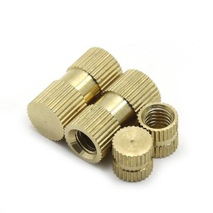 盲孔铜螺母 B型单通铜镶嵌件预埋滚花铜嵌件注塑铜螺母M3