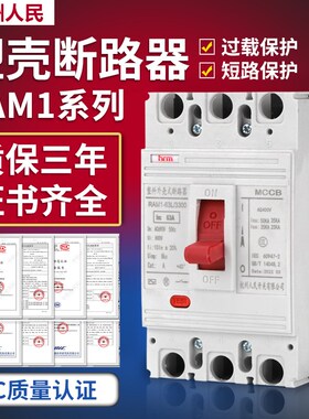 杭州人民塑壳断路器CM13300-100A160A250A400A过载保护空气开关