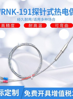 wrnk-191铠装热电偶温度传感器K型测温探头高温热电阻感应针je型